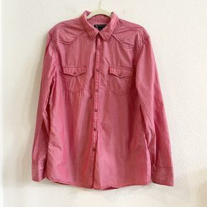 I.N.C. International Concepts Pearl Snaps Red Western Women's SZ L Snap Up Shirt